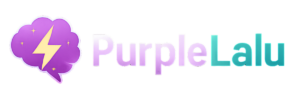 purple brain with lightening strike in the middle and the words PurpleLalu
